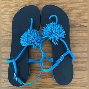 giuseppe zanotti sandals with faux turquoise beads